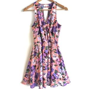 Lush Kylie Skater Dress S in coral flower print